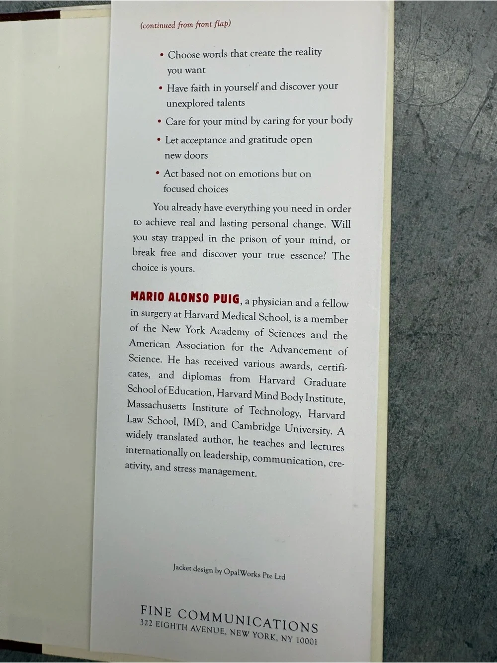 Mario Alonso Puig Reinventing Yourself Hardcover FINE Communications 2011